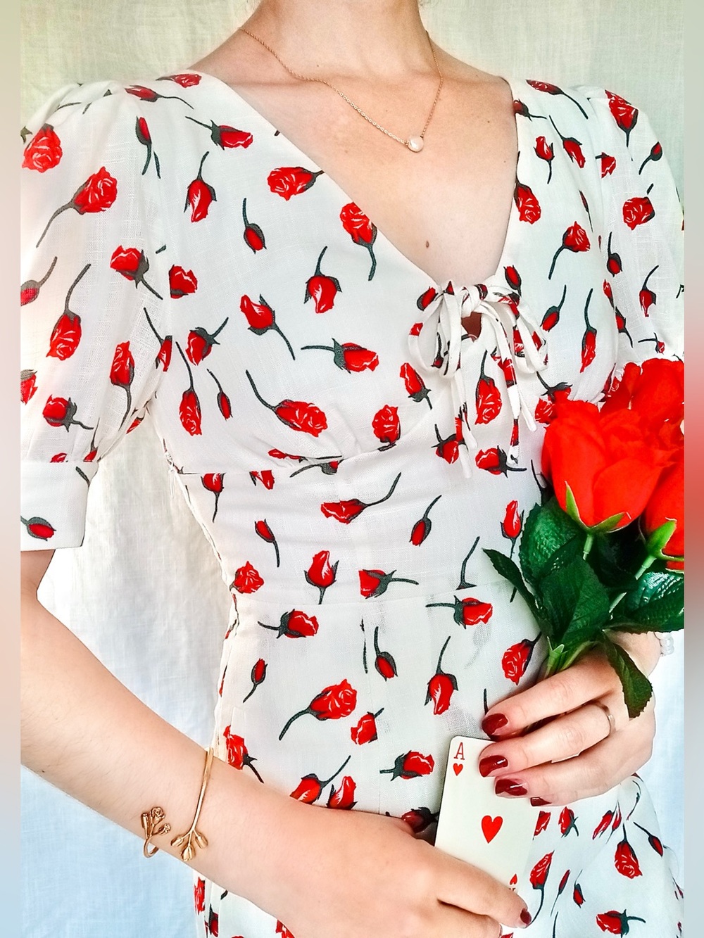 Petite Studio NYC ❉ Virginia Puff Sleeve Ruffle Mini Dress White Rose Print XXSP